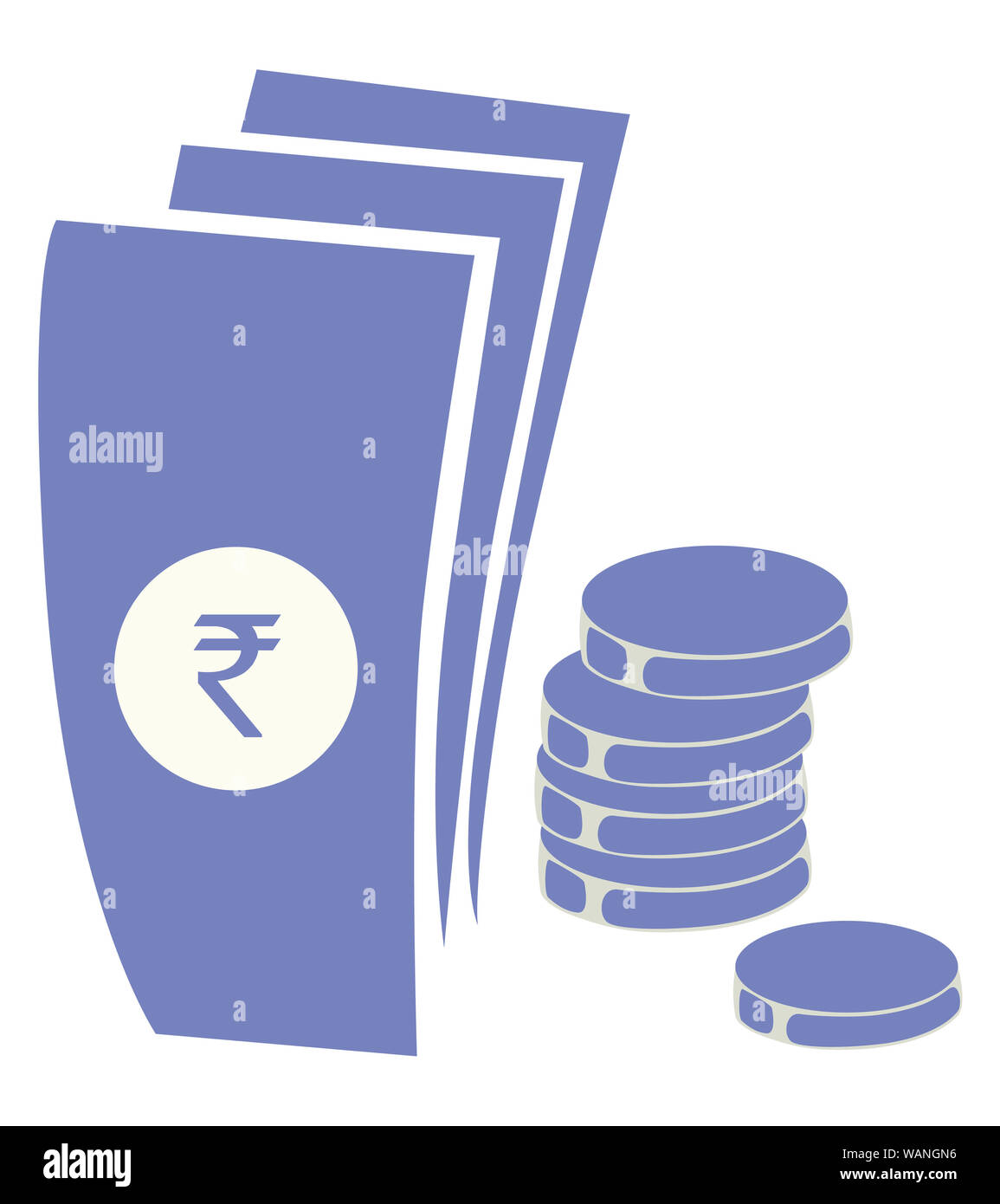 Abbildung des Münzstapels mit indischen Währungen Stockfoto