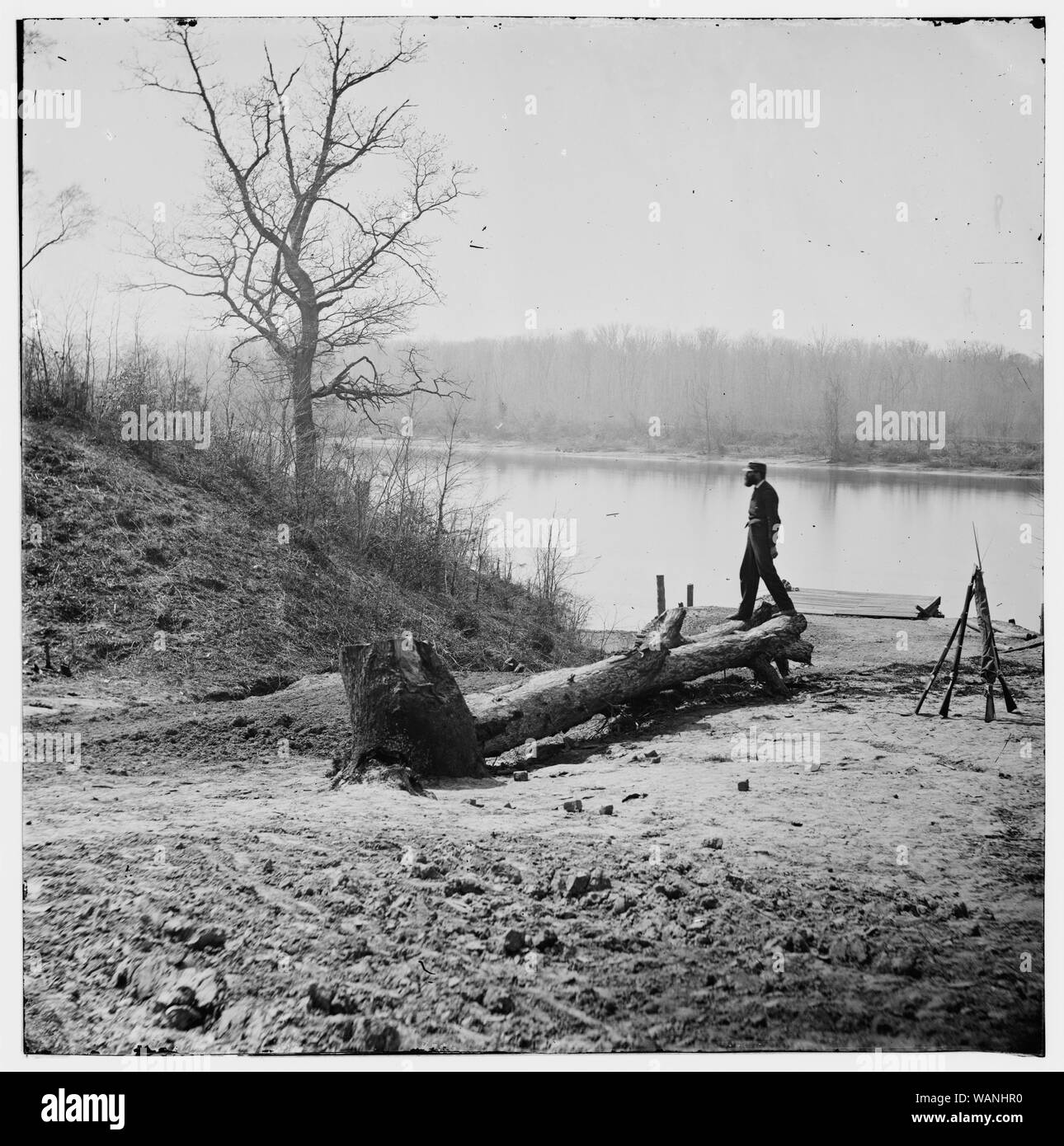 Cox's Landing, Virginia. Warten auf Flag of Truce Boot Stockfoto Cox's Landing, Virginia. Warten auf Flag of Truce Boot Stockfoto