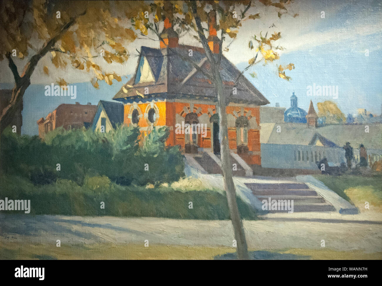 Kleine Stadt Station (1918-1920), Öl auf Leinwand (von Edward Hopper 1882-1967), Whitney Museum der amerikanischen kunst, New York, USA Stockfoto