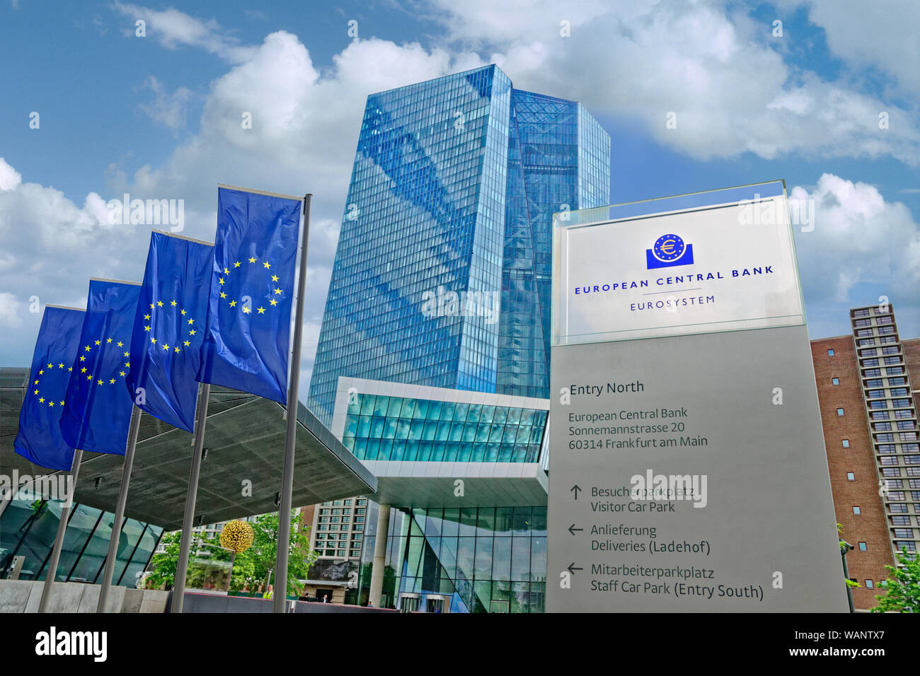 Die neue Europäische Zentralbank Hauptquartier, in 2014 geöffnet, in Ostende, Frankfurt, Deutschland. Stockfoto
