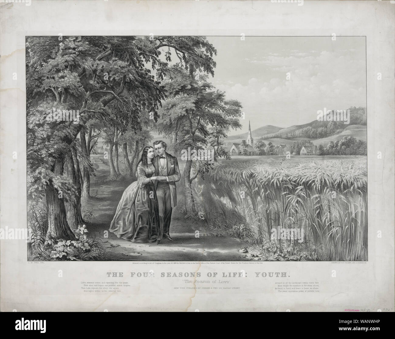 Und Currier Ives - Die vier Jahreszeiten des Lebens - Jugend Stockfoto