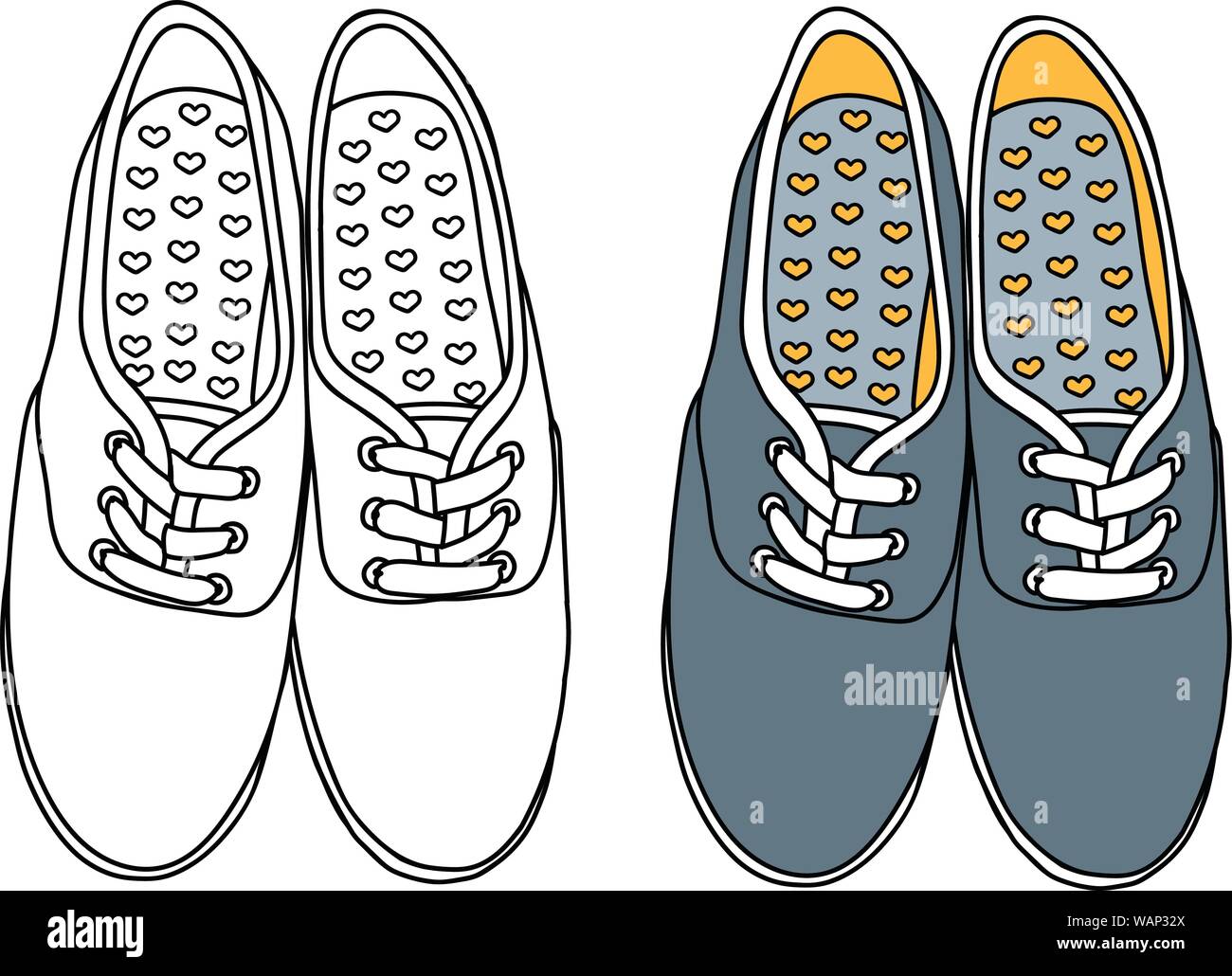 Sneakers vector Abbildung skizziert und farbigen Stock Vektor