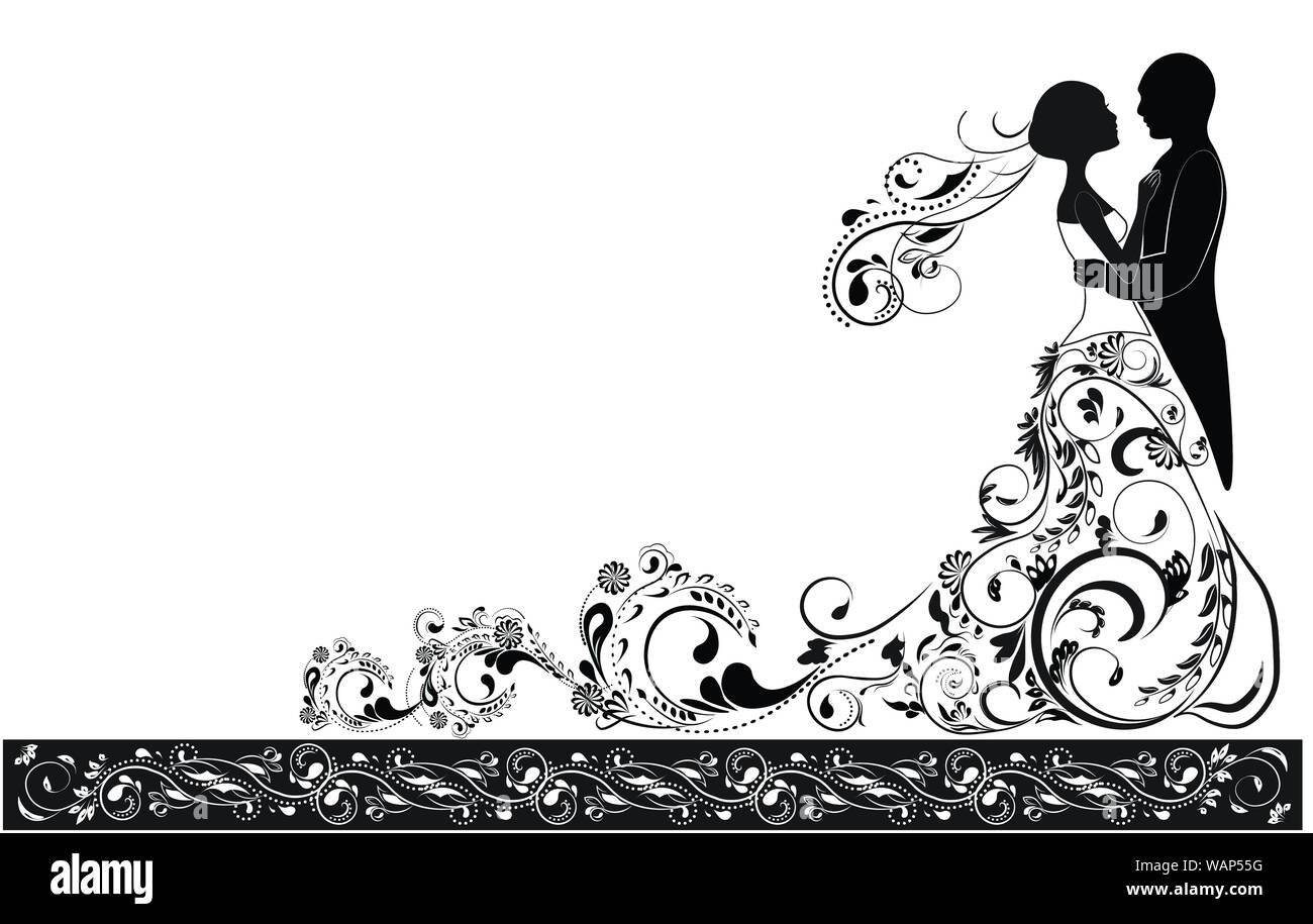 Silhouette Der Brautigam Und Braut Hochzeit Einladung Stock Vektorgrafik Alamy