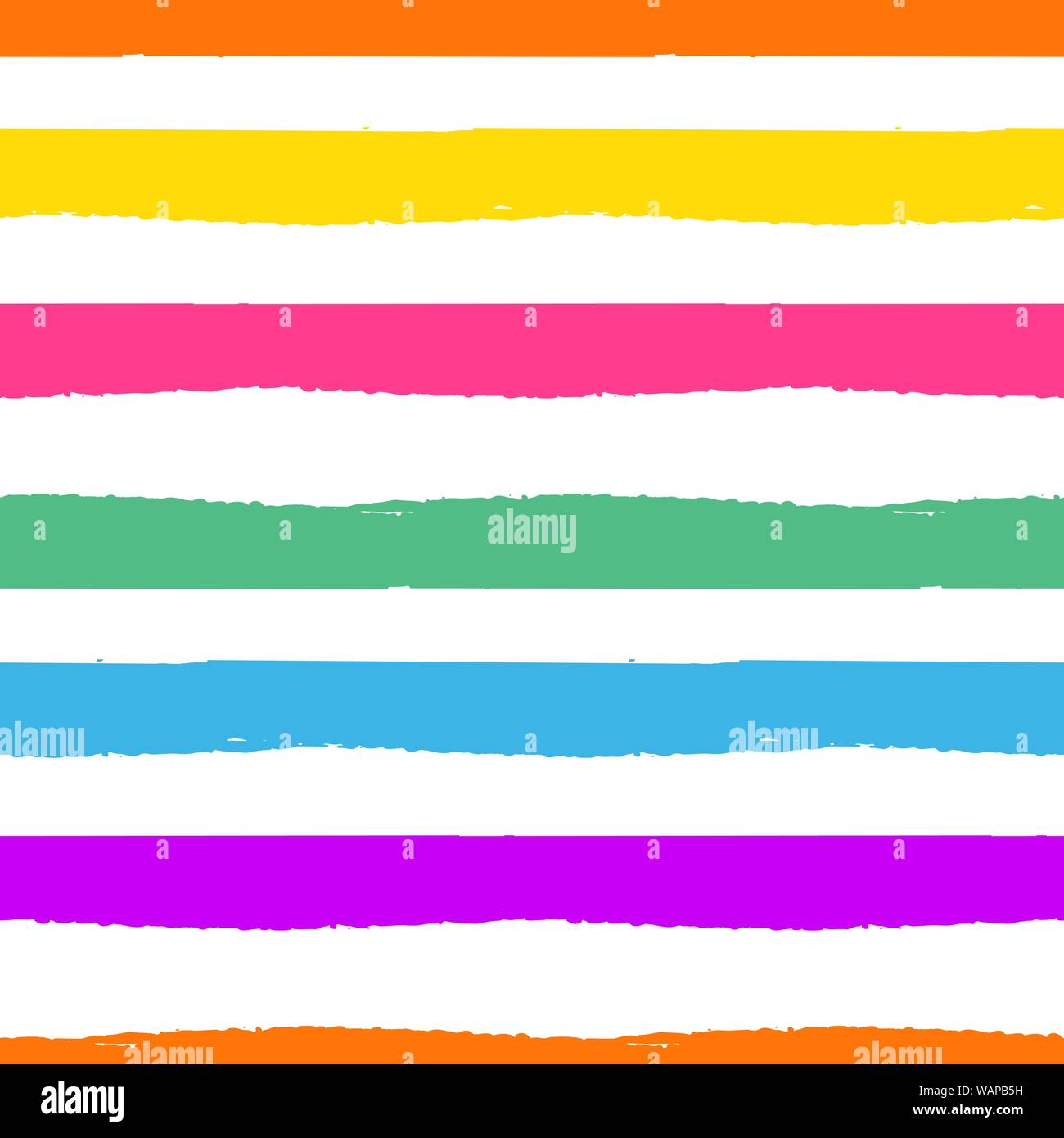 Regenbogen gestreifte nahtlose Muster. Grobe Linien rainbow Wiederholen background Vektor Textur. Stock Vektor