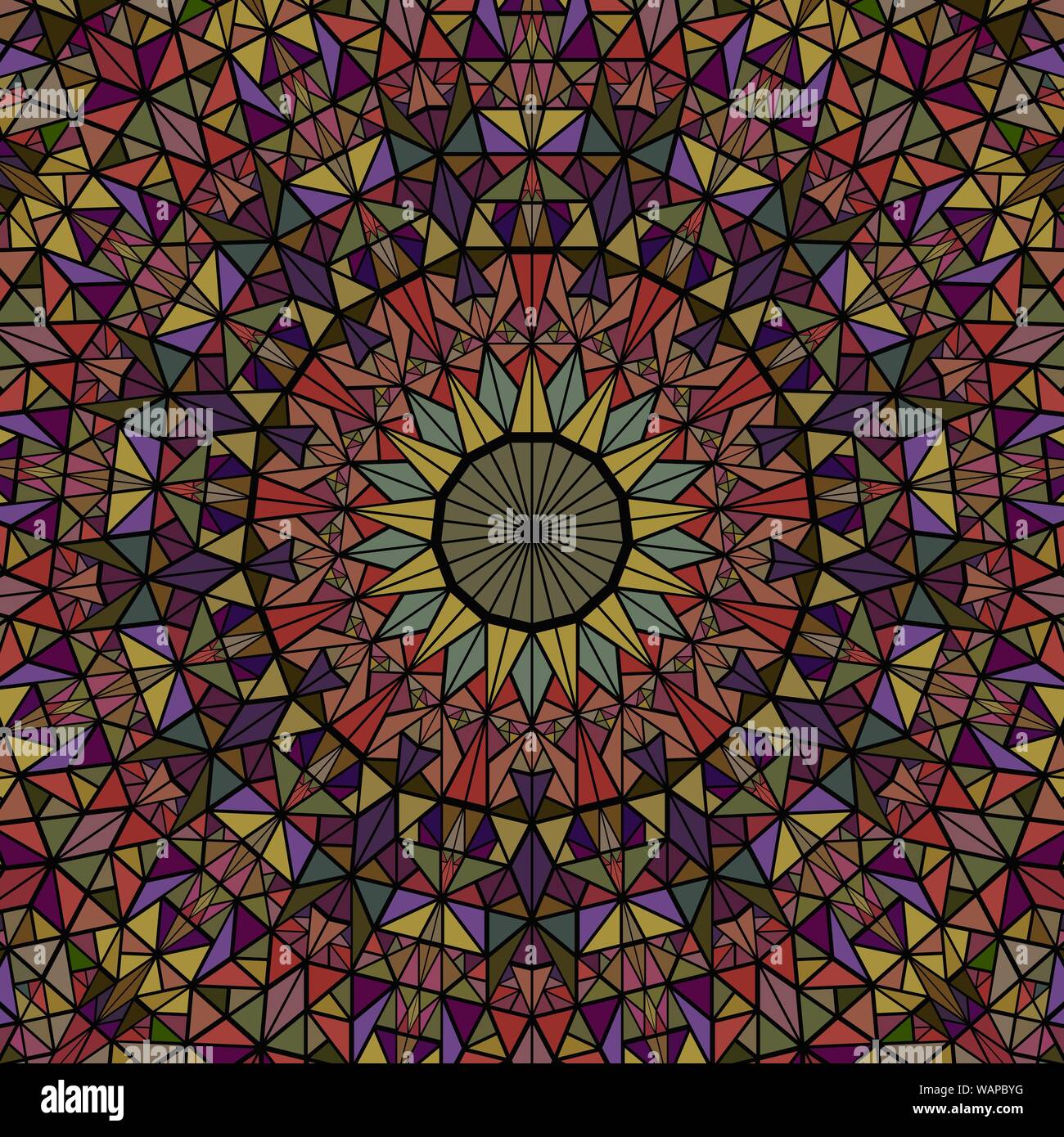 Dynamisches Dreieck Muster Hintergrund - bunte psychedelische abstrakte Rundschreiben Vector Graphic Design Stock Vektor