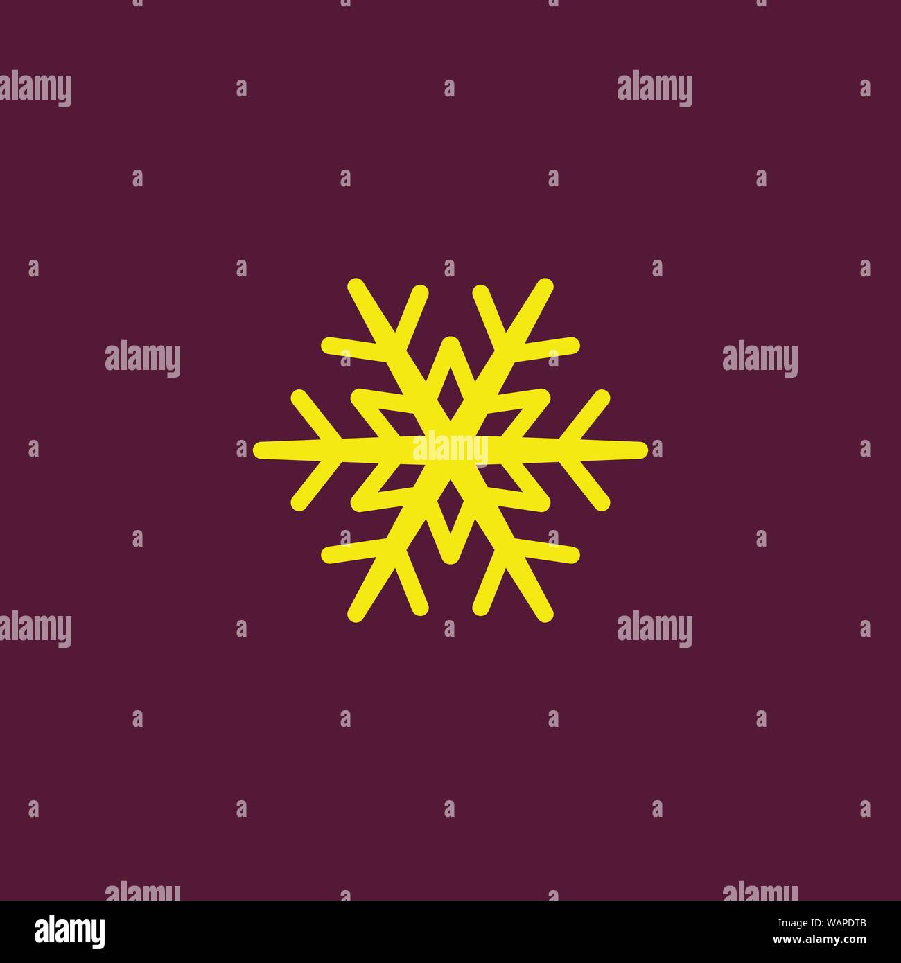Gelbe Schneeflocke Flachbild-Symbol. Schnee Piktogramm. Winter Symbol. Vector Illustration, EPS 10. Stock Vektor