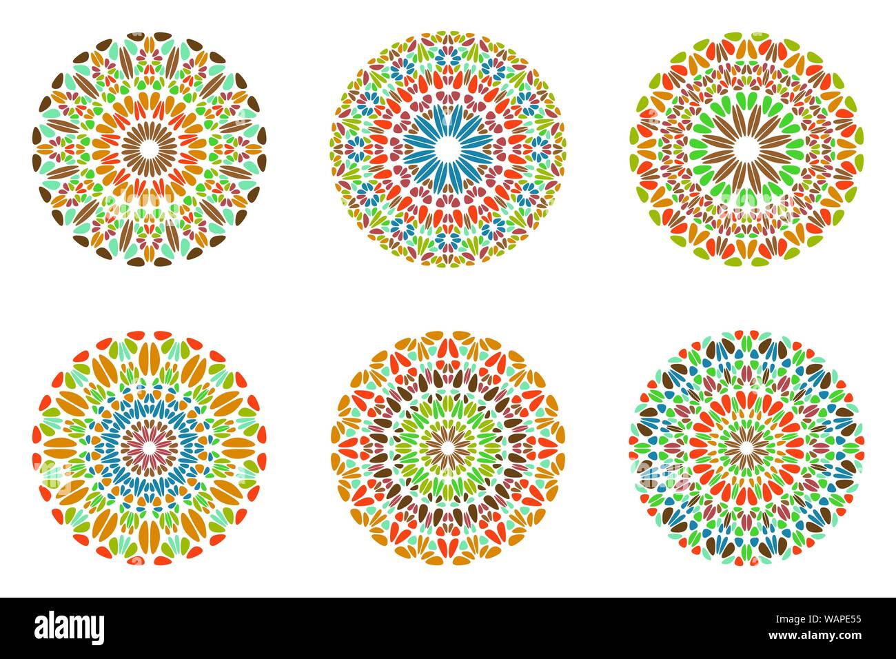 Runde bunte Blume mandala Logo - Rundschreiben geometrische abstrakt Vector Grafiken aus Steinen Stock Vektor