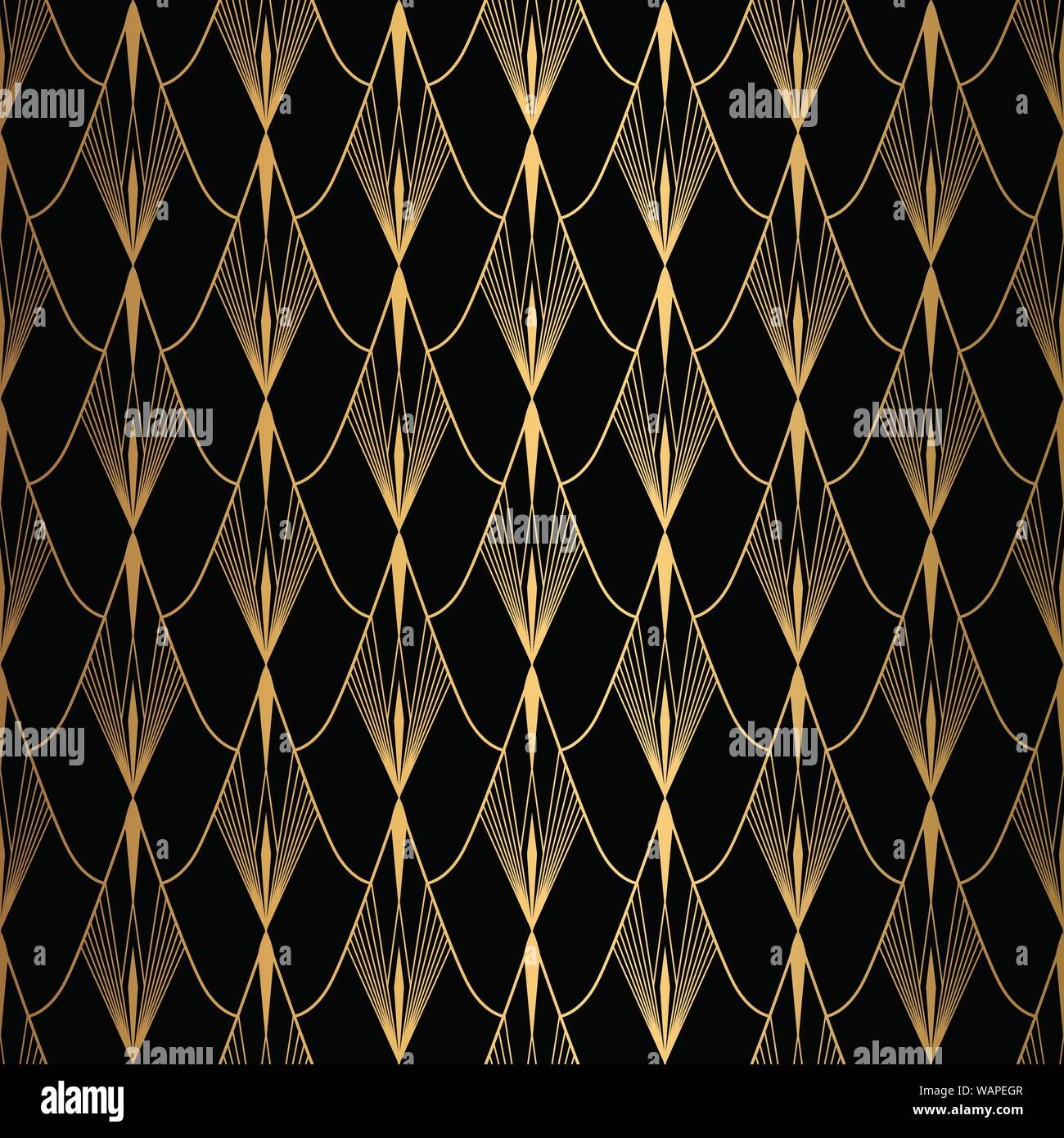 Art déco-Muster. Nahtlose Schwarz und Gold Hintergrund Stock Vektor