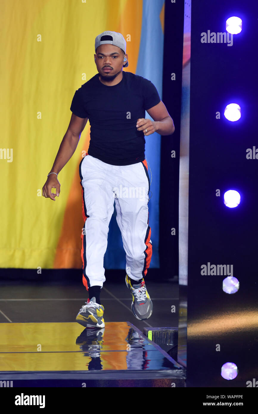 Chance der Rapper führt auf ABC's "Good Morning America" in SummerStage am Rumsey Spielfeld, Central Park am August 16, 2019 in New York City. Stockfoto