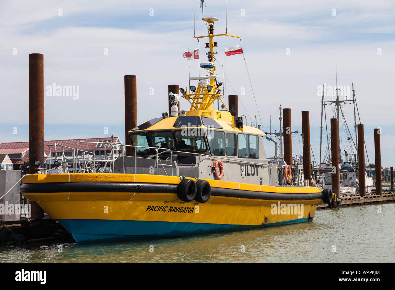 Kanadische Regierung Pilot Boot im Hafen Steveston British Columbia Stockfoto