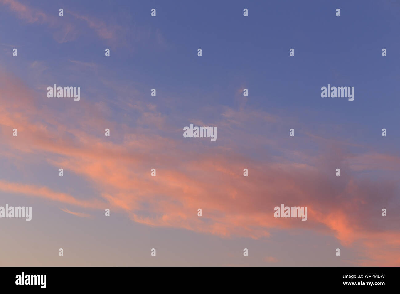 Blauer Himmel und rosa Wolken bei Sonnenuntergang Stockfoto