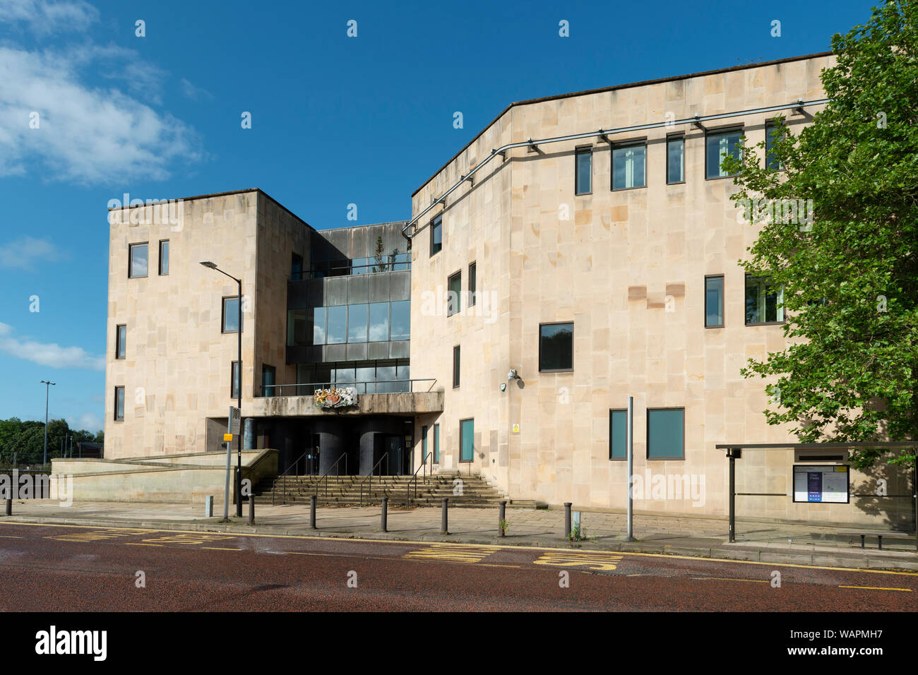 Die Law Courts auf schwarzem Pferd Straße in Bolton, Großbritannien. Stockfoto