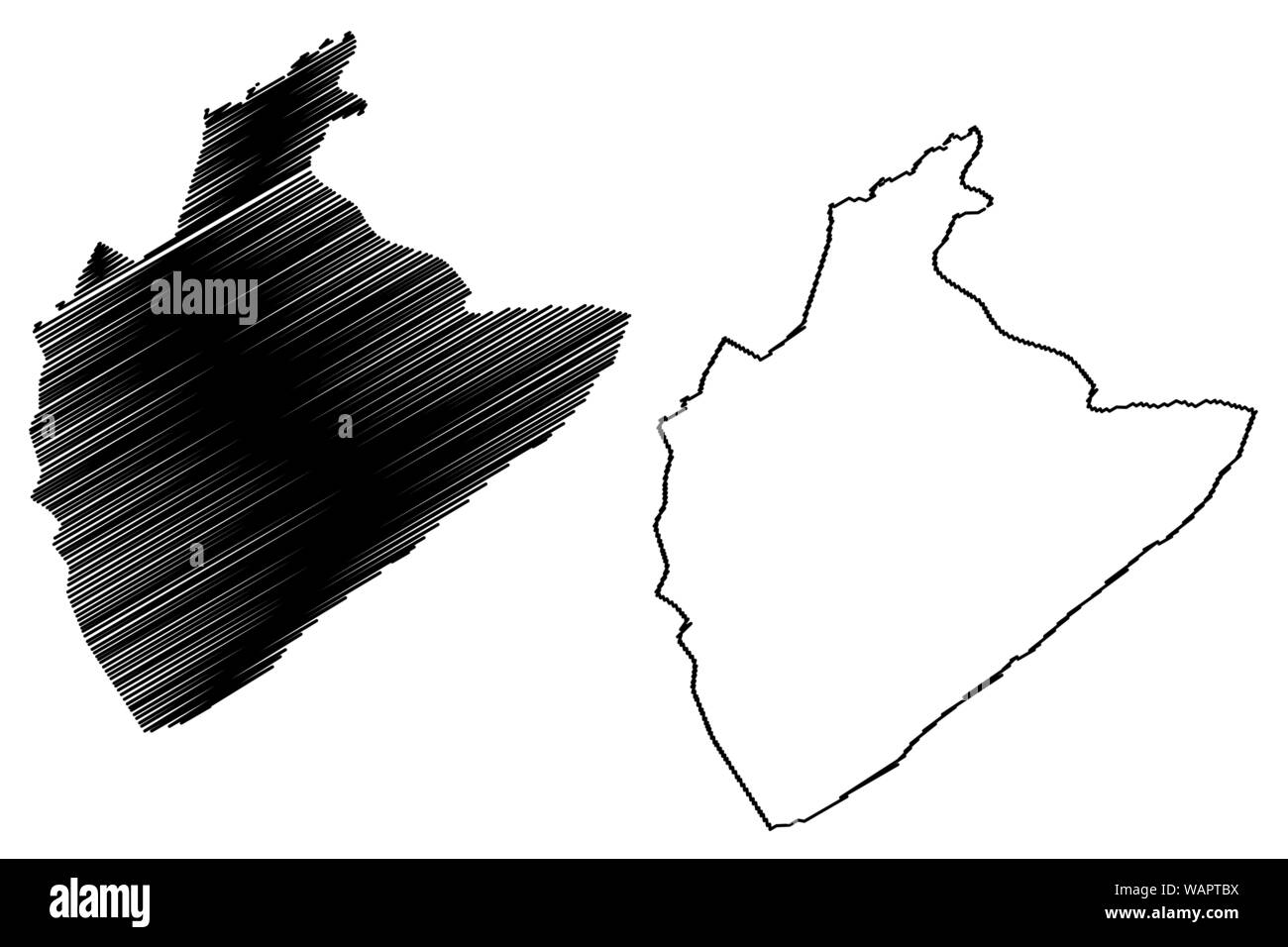 Tozeur Governatorats (Governorates von Tunesien, Tunesische Republik) Karte Vektor-illustration, kritzeln Skizze, Tozeur Karte anzeigen Stock Vektor