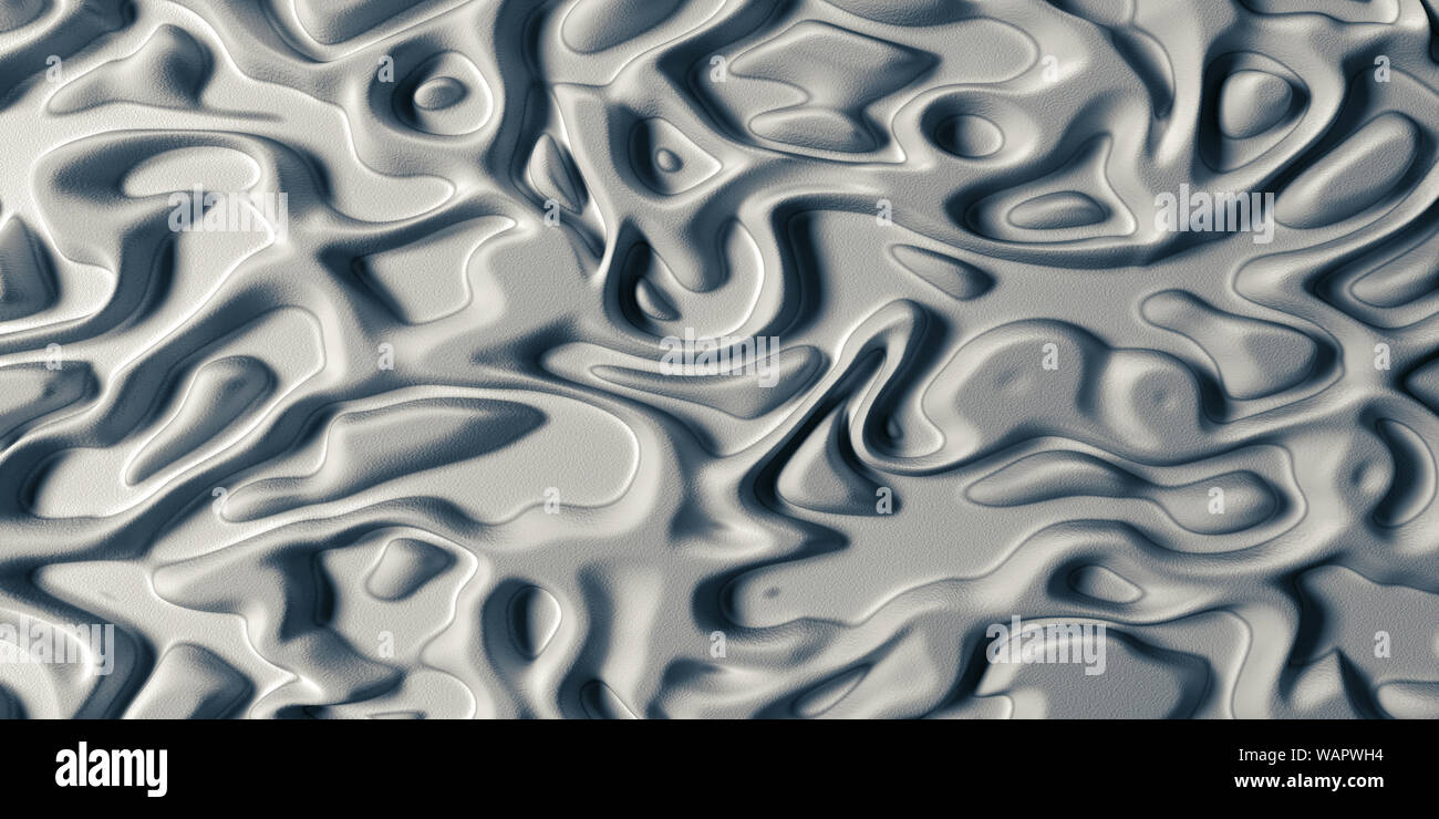 3d Visual Arts Hintergrund mit psychedelischen Tribal Flüssigkeitsoberfläche kalten weißen Schnee Textur. Stockfoto