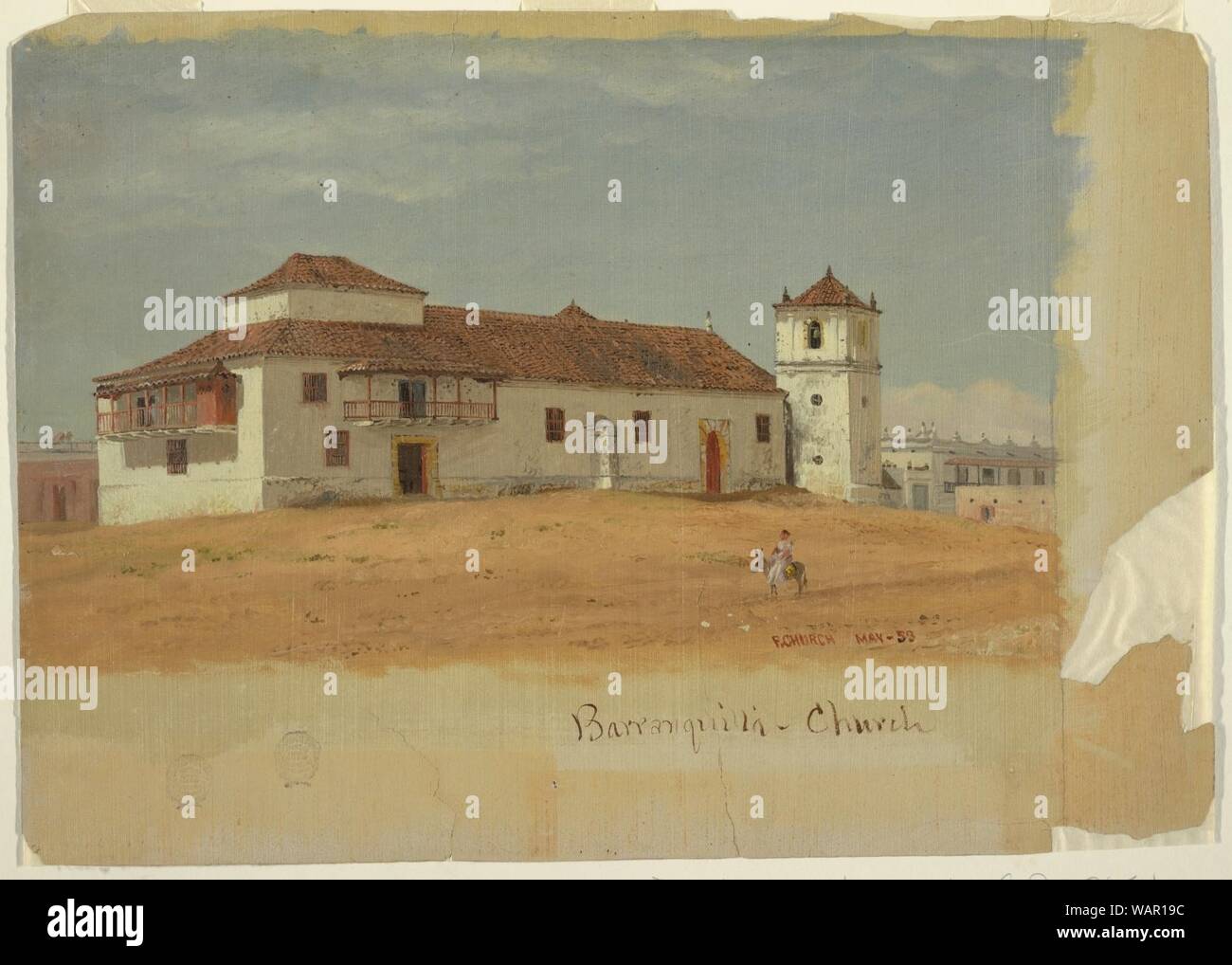 Zeichnung, Kirche in Barranquilla, Kolumbien, Mai 1853 Stockfoto