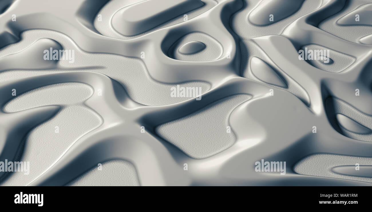 3d Visual Arts Hintergrund mit psychedelischen Tribal Flüssigkeitsoberfläche kalten weißen Schnee Textur. Nahaufnahme Stockfoto