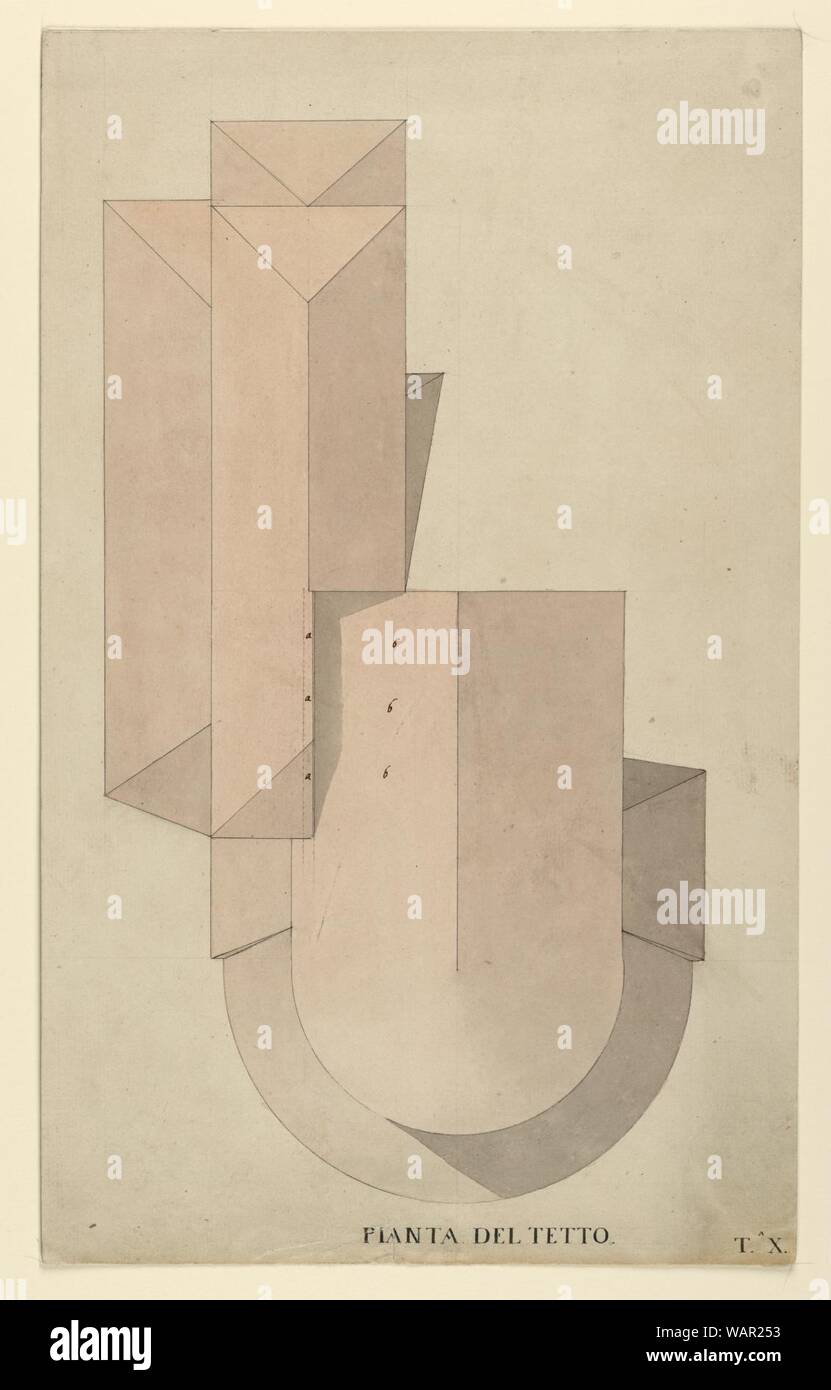 Zeichnung, Wettbewerb Design für La Fenice, Venedig - Dach Plan, 1788 Stockfoto