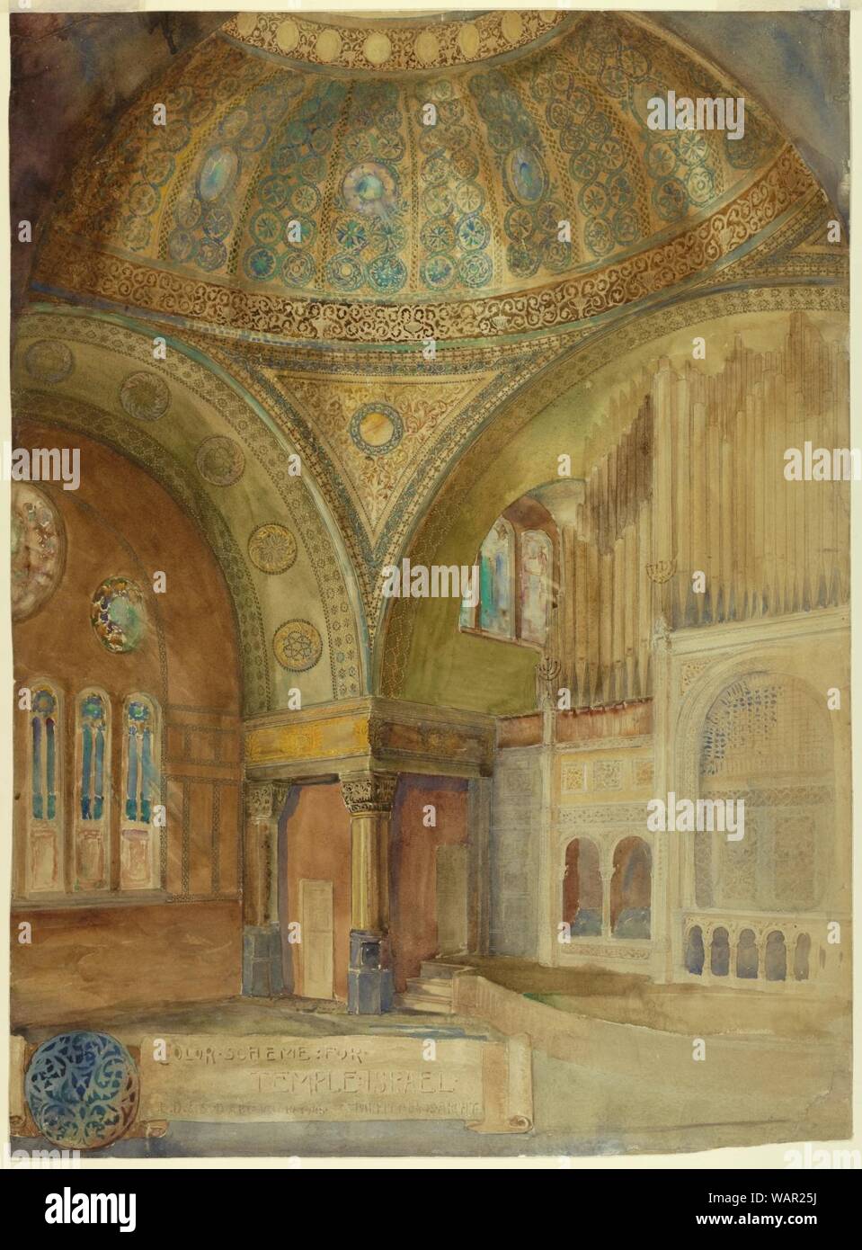 Zeichnung, Farbschema für Temple Israel, Brooklyn, NY, Ca. 1902 Stockfoto