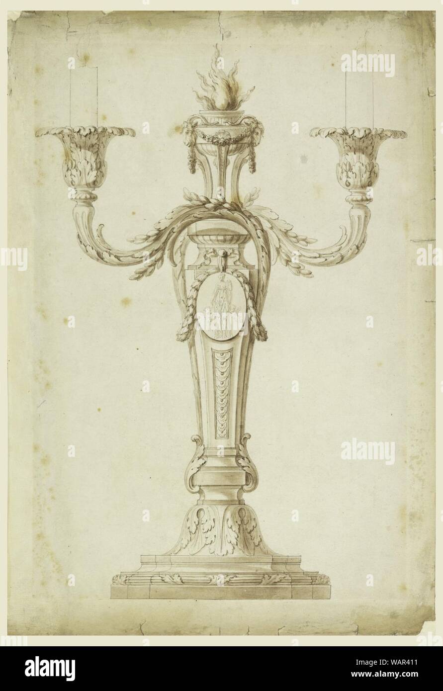 Zeichnung, Design für einen Leuchter, 1770-80 Stockfoto