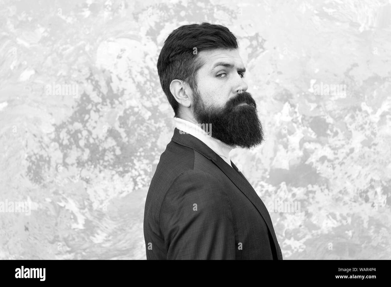 Robuste und männlich. Anpassen oder Modedesigner. Das moderne Leben. Brutale bärtigen Hipster in Anzug. Elegante Mann mit Bart. Männliche fashion model. Reifen Geschäftsmann. Bart Pflege. Bärtige und stilvoll. Stockfoto