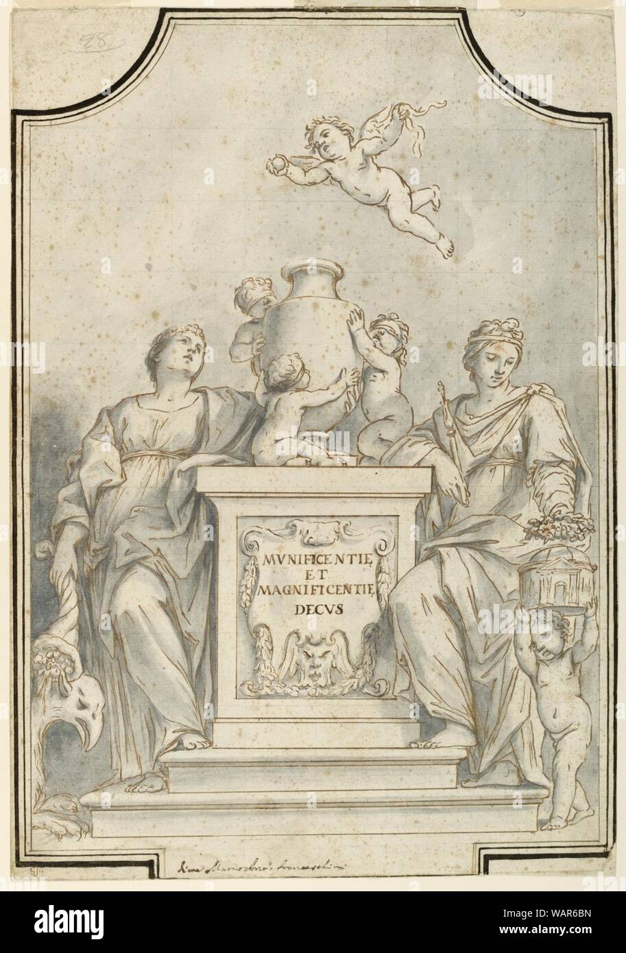 Zeichnung, Design für eine Monochrome Malerei, Kirche von Corpus Domini, Bologna, Italien, 1689-94 Stockfoto