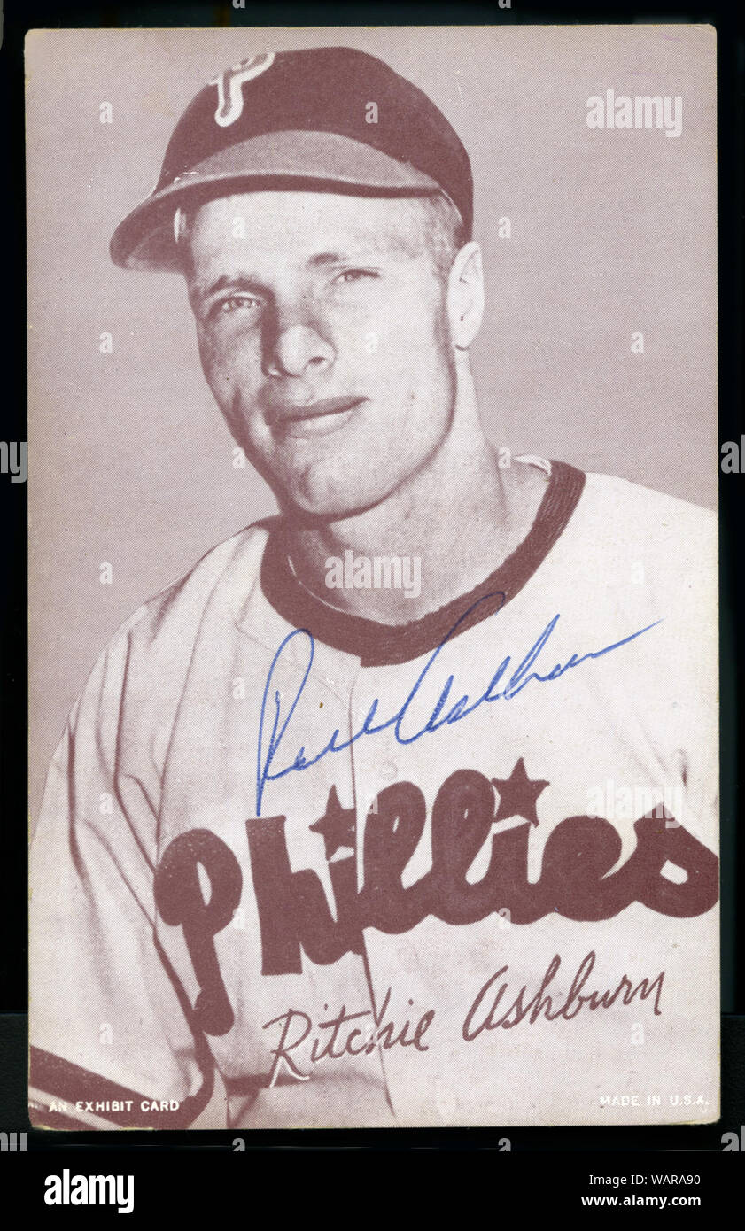 Richie Ashburn in vintage Erinnerungsfoto mit den Philadelphia Phillies um 1960 s Stockfoto