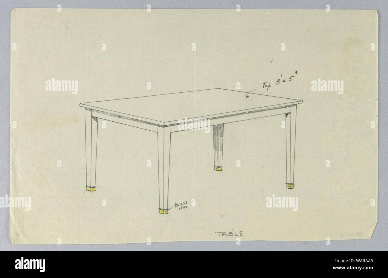 Zeichnung, Design für Four-Legged rechteckigen Tisch, 1900-05 Stockfoto