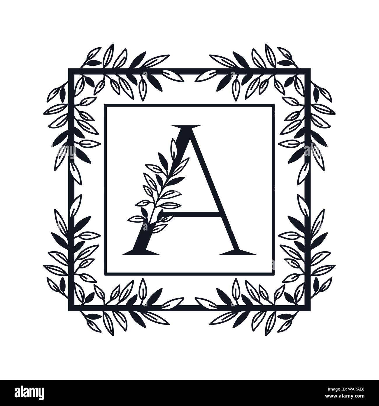 Buchstabe des Alphabets mit vintage Stil Rahmen Stock Vektor