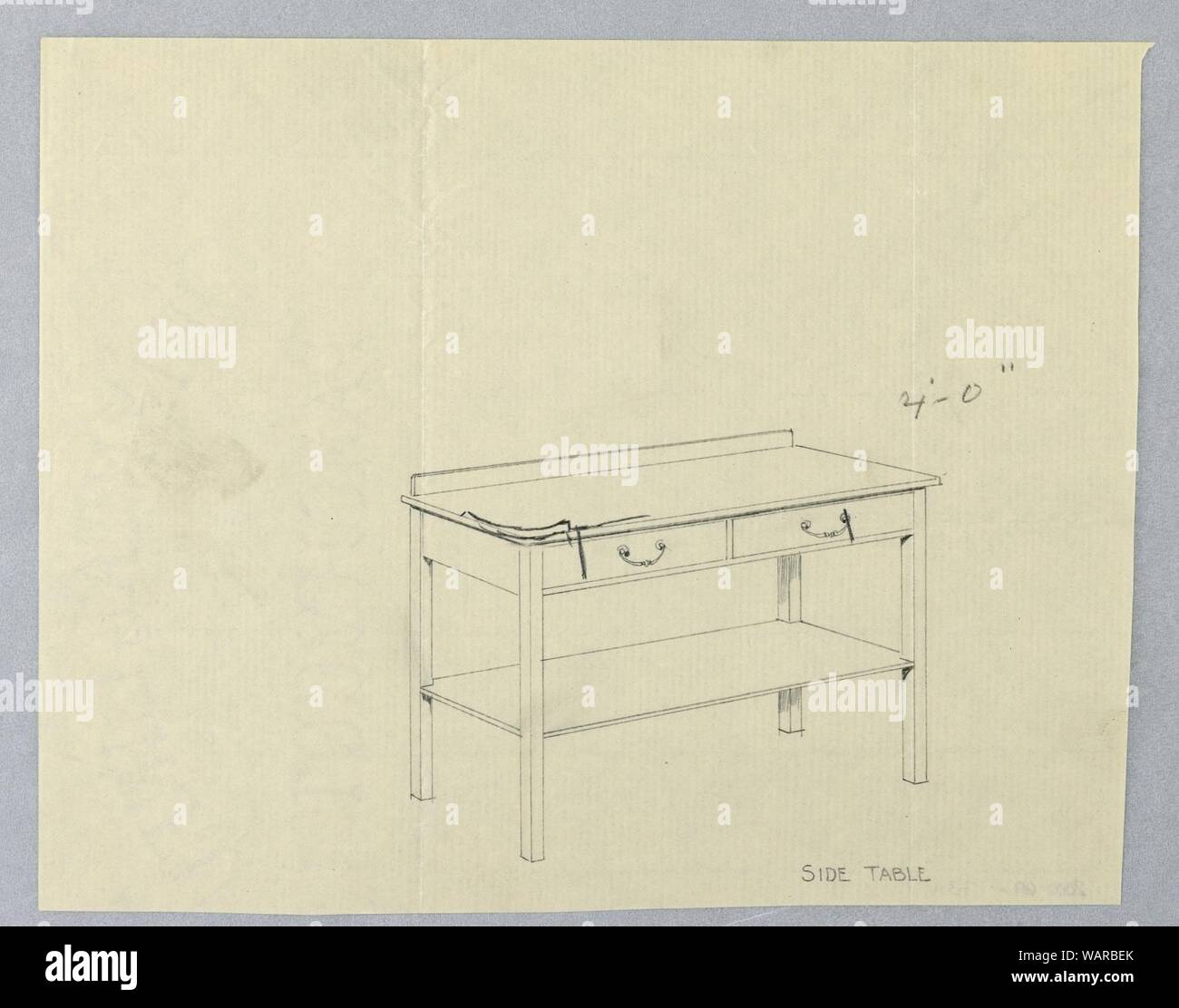 Zeichnung, Design für Serviertisch mit 'S'-Schublade zieht, 1900-05 geformt Stockfoto