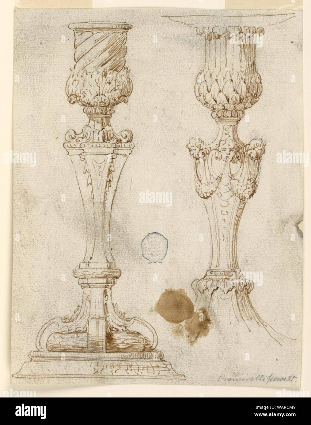 Zeichnung, Design für zwei Leuchter, 17. - 19. Jahrhundert Stockfoto Zeichnung, Design für zwei Leuchter, 17. - 19. Jahrhundert Stockfoto