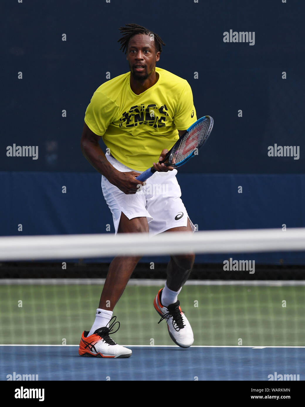 Flushing NY, USA. 21 Aug, 2019. Gael Monfils auf der Praxis Gericht am USTA Billie Jean King National Tennis Center am 21. August 2019 in Flushing Queens. Quelle: MPI04/Medien Punch/Alamy leben Nachrichten Stockfoto