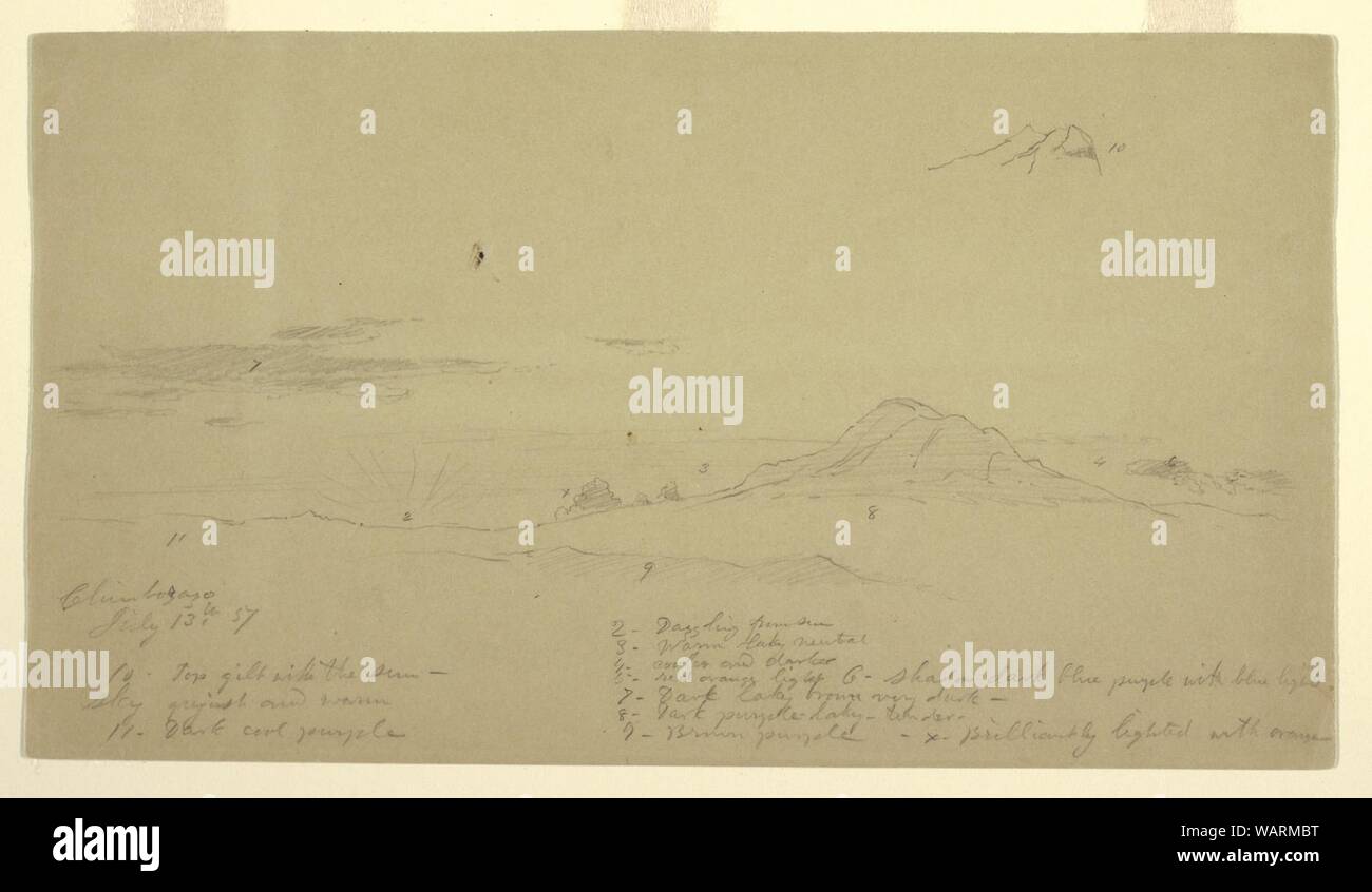 Zeichnung, Berg Chimborazo bei Sonnenuntergang, 1857 Stockfoto