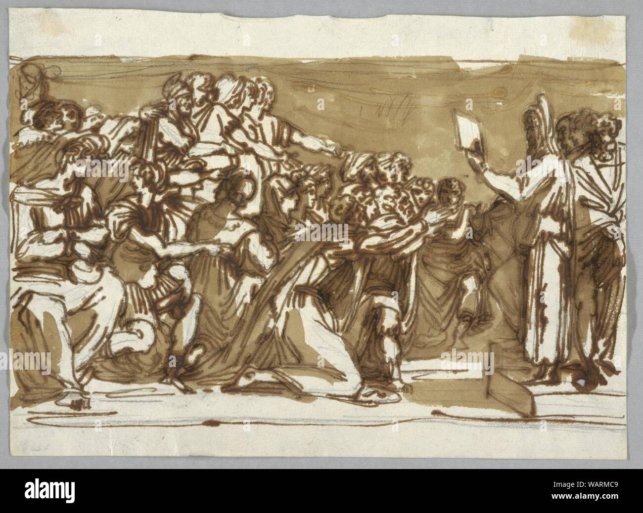 Zeichnung, Mose zeigt die Tabellen der Söhne Israel, nach Perino Del