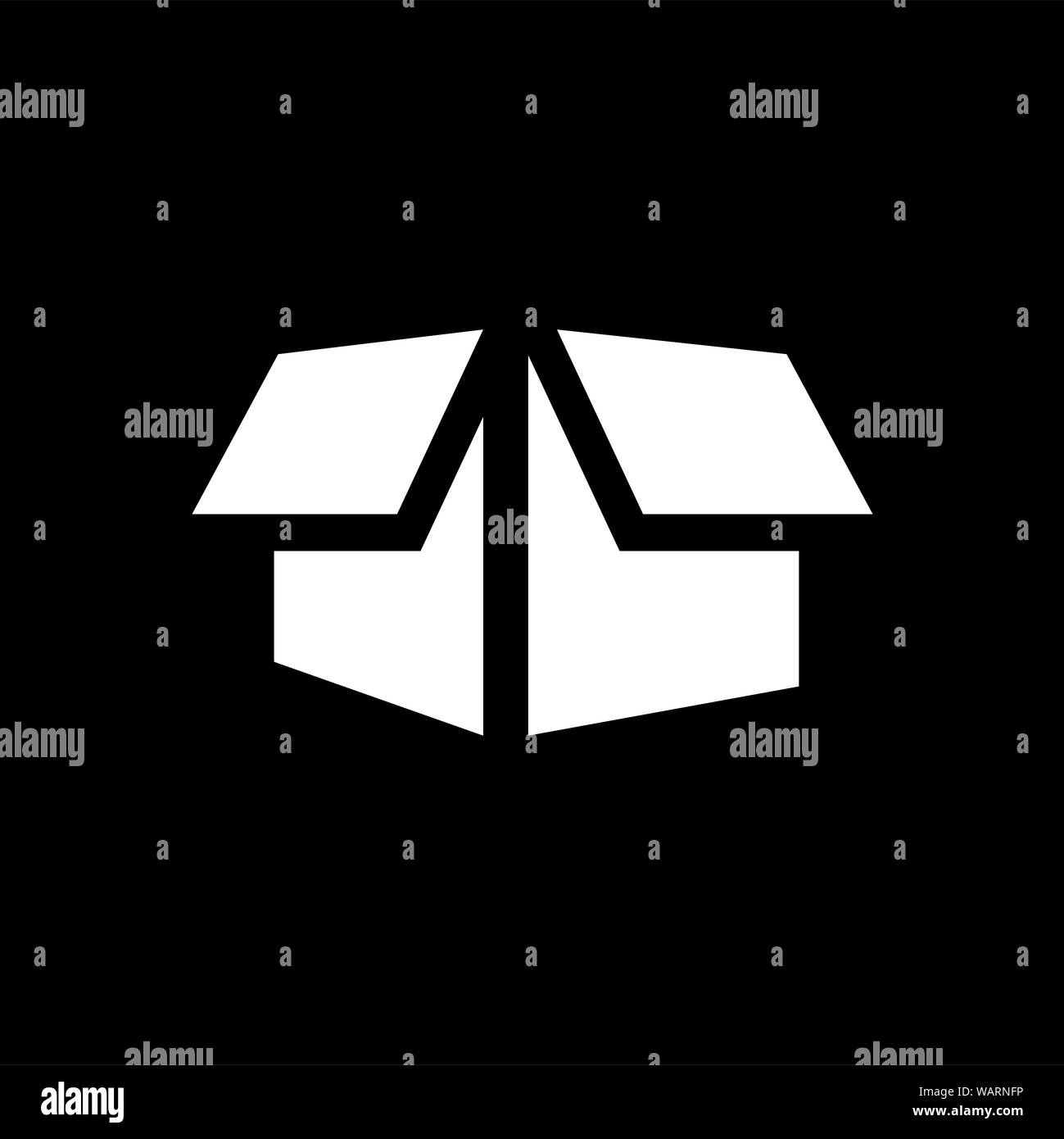 In das Feld "Öffen" ein Symbol auf schwarzem Hintergrund. Schwarz Stil Vector Illustration. Stockfoto