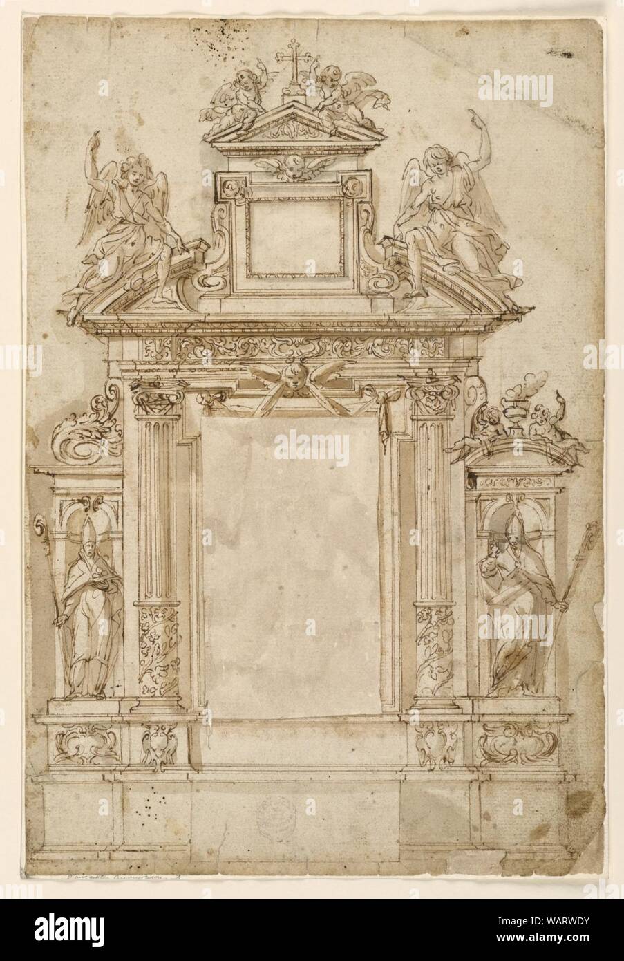 Zeichnung, Projekt für einen Altar mit alternative Vorschläge, 1625 - 1650 Stockfoto