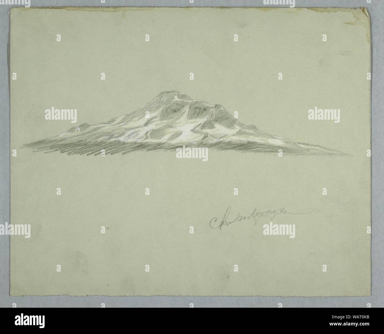 Zeichnung, schneebedeckten Gipfel des Mount Chimborazo, Ecuador, Juli 1857 Stockfoto