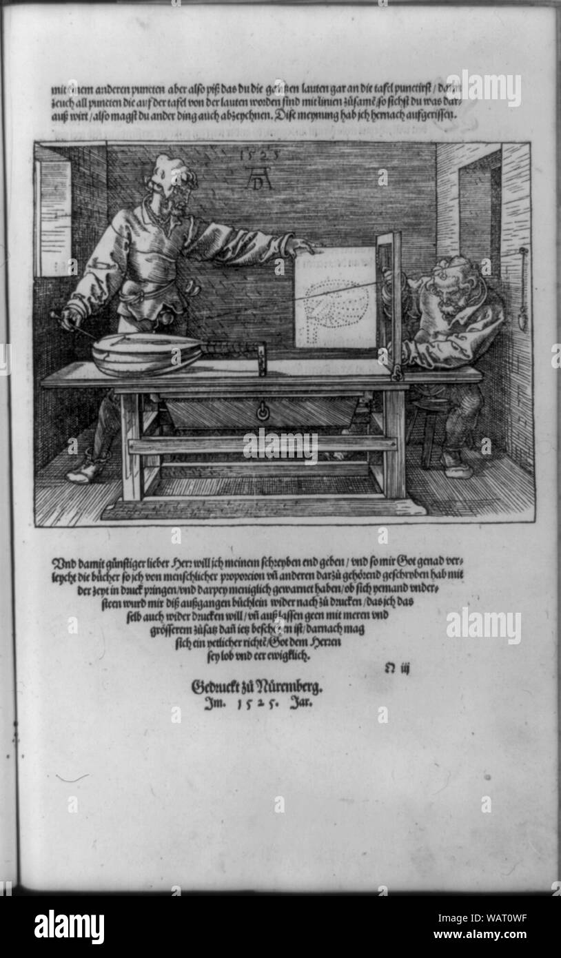 Verfasser der Zeichnung eine Laute]/AD [Monogramm], 1525 Stockfoto