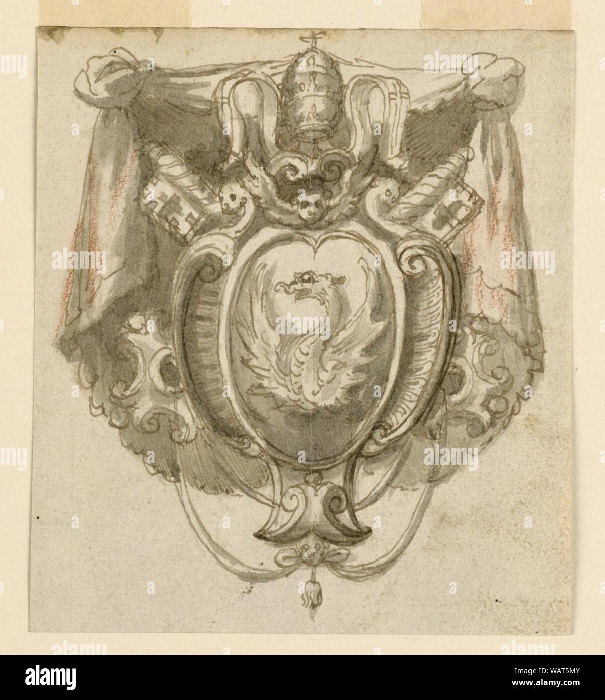 Zeichnung, das Wappen von Papst Gregor XIII (1572-1585), 1580 - 1590 Stockfoto