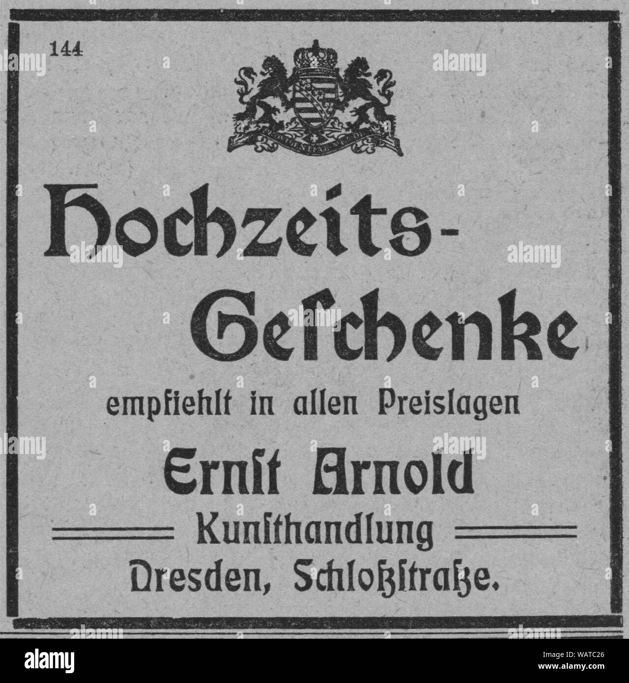 Dresdner Amtsblatt 1906 004 Arnold. Stockfoto