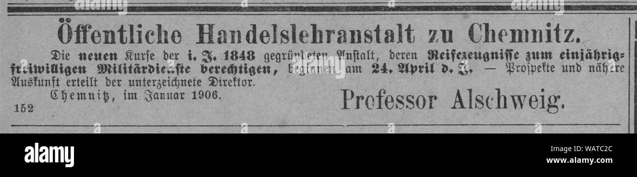 Dresdner Amtsblatt 1906 004 Alschweig. Stockfoto
