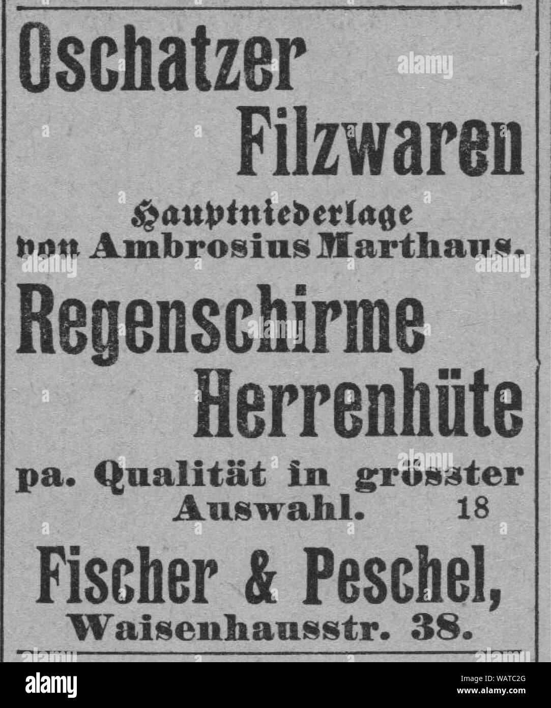 Dresdner Amtsblatt 1906 004 Filzwaren. Stockfoto