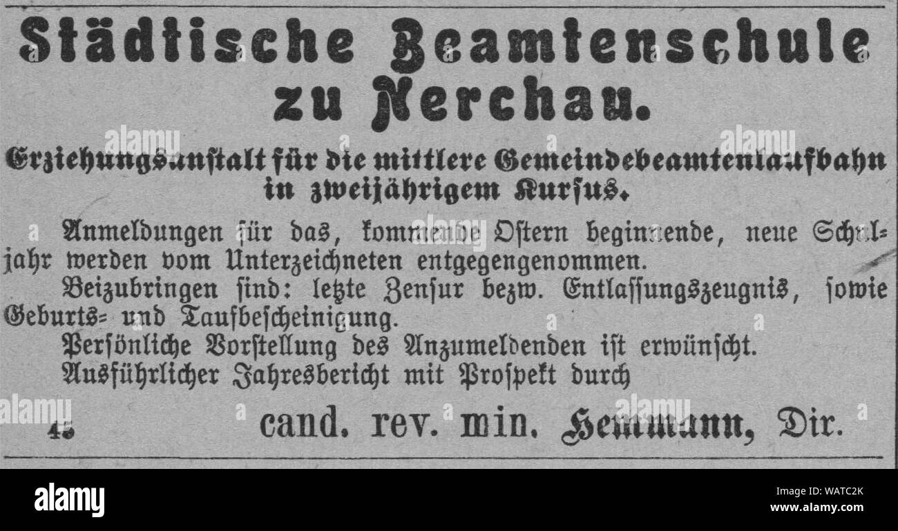 Dresdner Amtsblatt 1906 004 Beamtenschule. Stockfoto