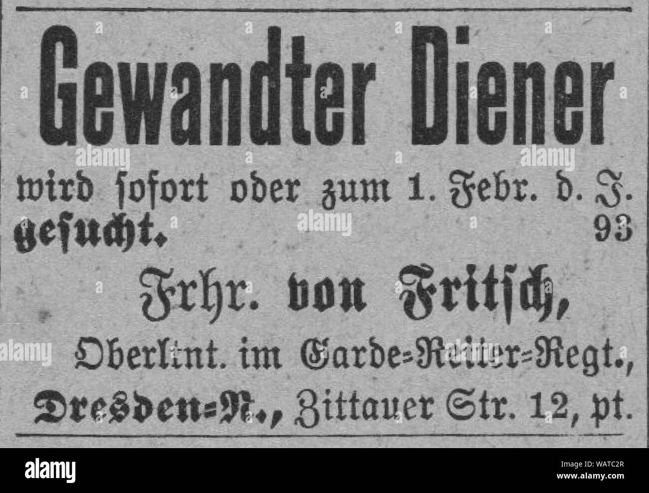 Dresdner Amtsblatt 1906 004 Diener. Stockfoto