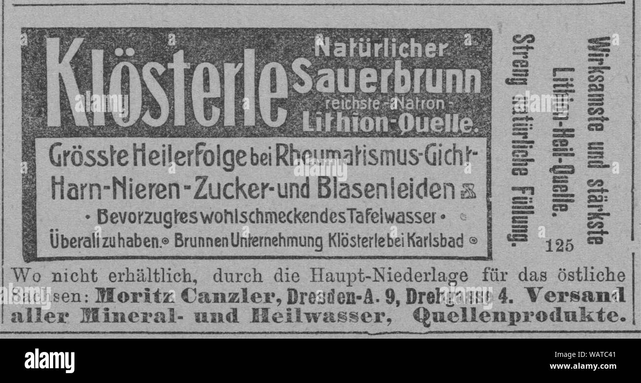 Dresdner Amtsblatt 1906 004 Klösterle. Stockfoto