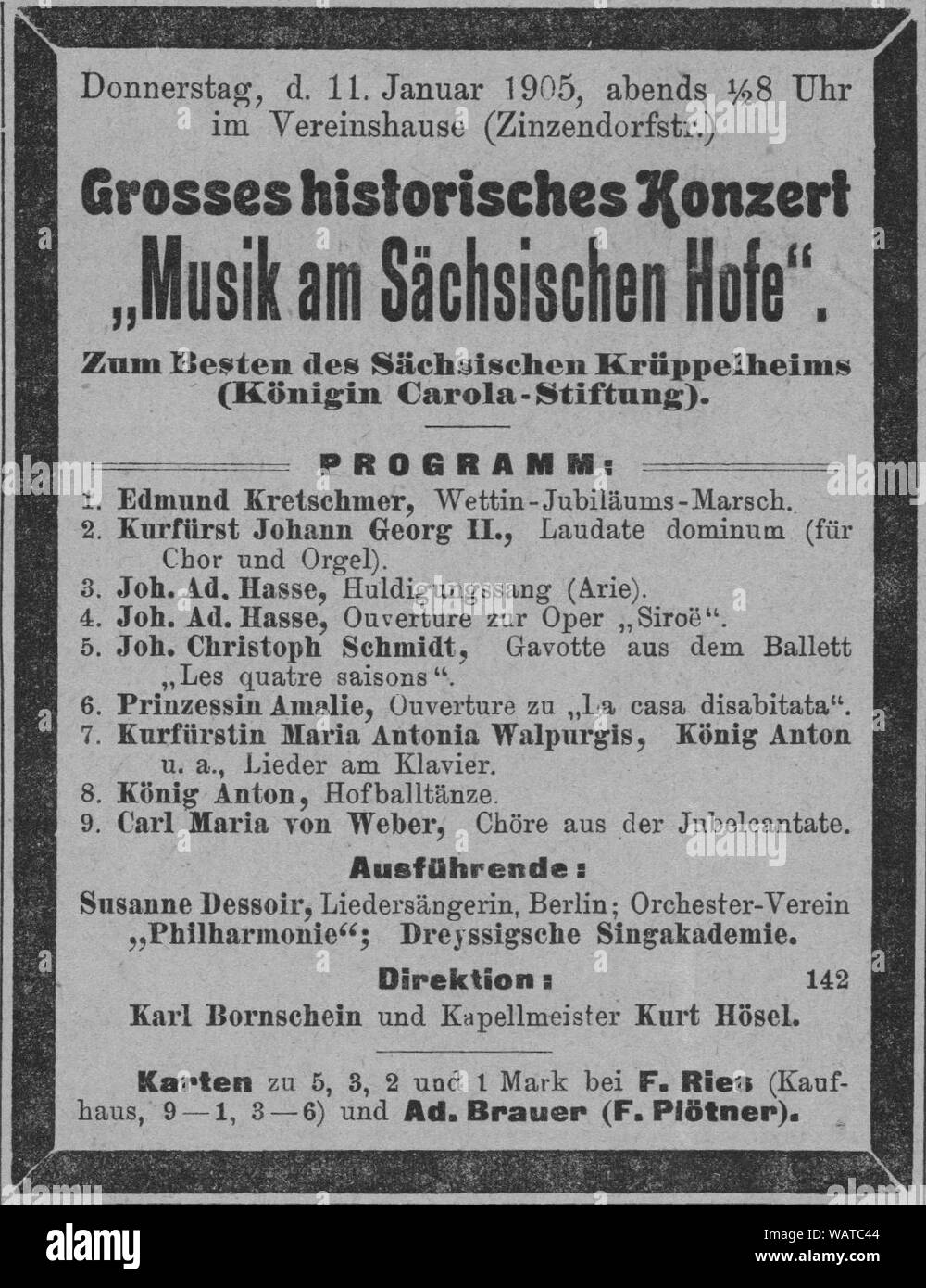 Dresdner Amtsblatt 1906 004 Konzert. Stockfoto