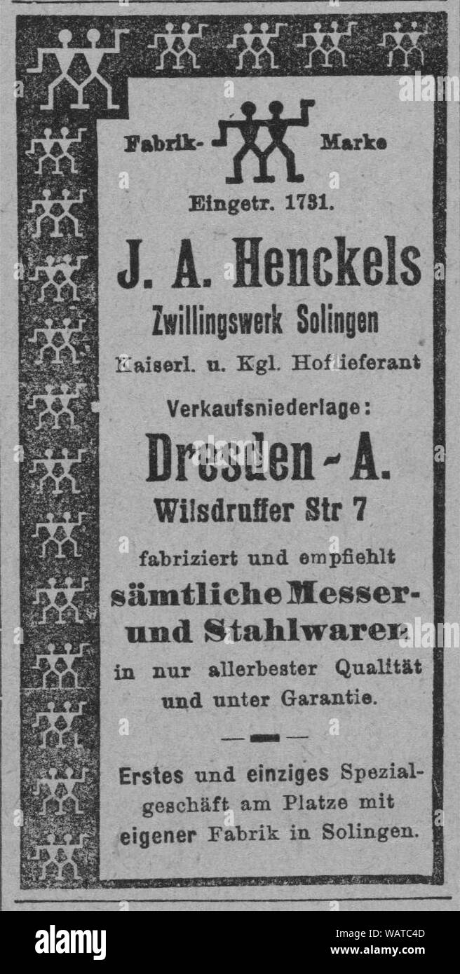 Dresdner Amtsblatt 1906 004 Henckels. Stockfoto