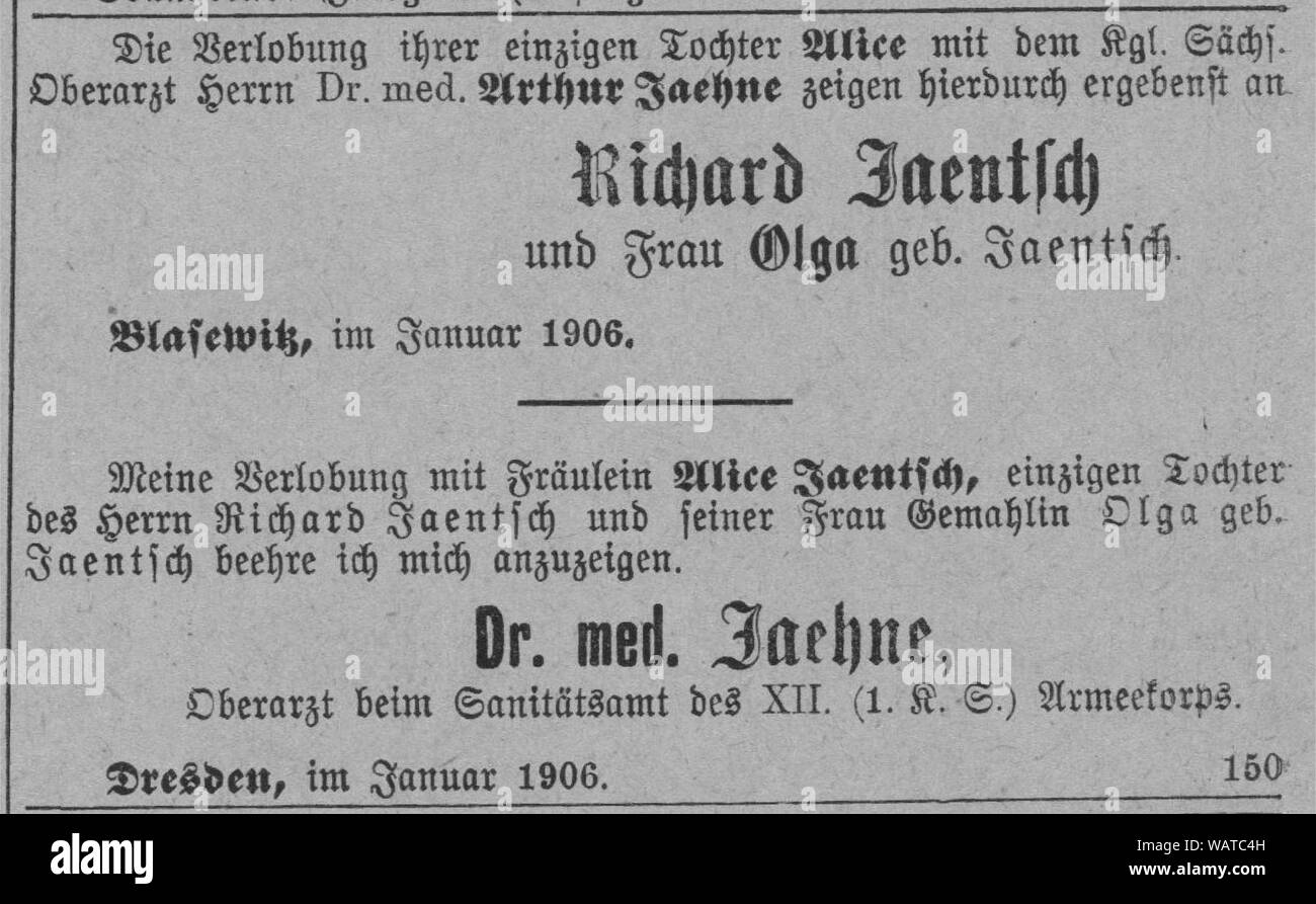 Dresdner Amtsblatt 1906 004 Jaentsch. Stockfoto