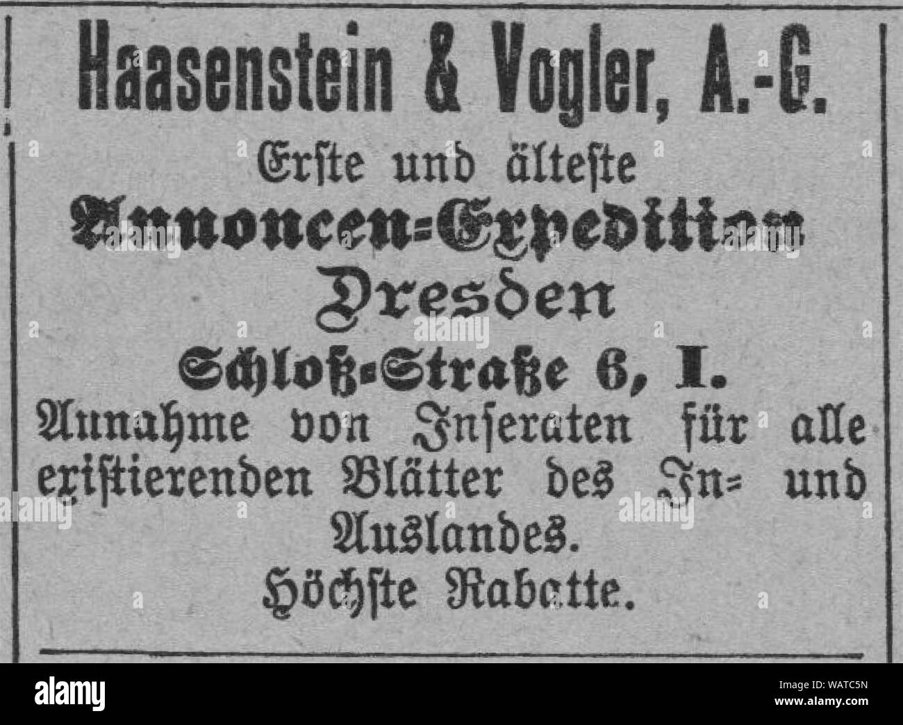 Dresdner Amtsblatt 1906 004 Haasenstein. Stockfoto