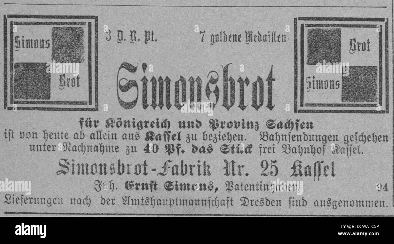 Dresdner Amtsblatt 1906 004 Simonsbrot. Stockfoto