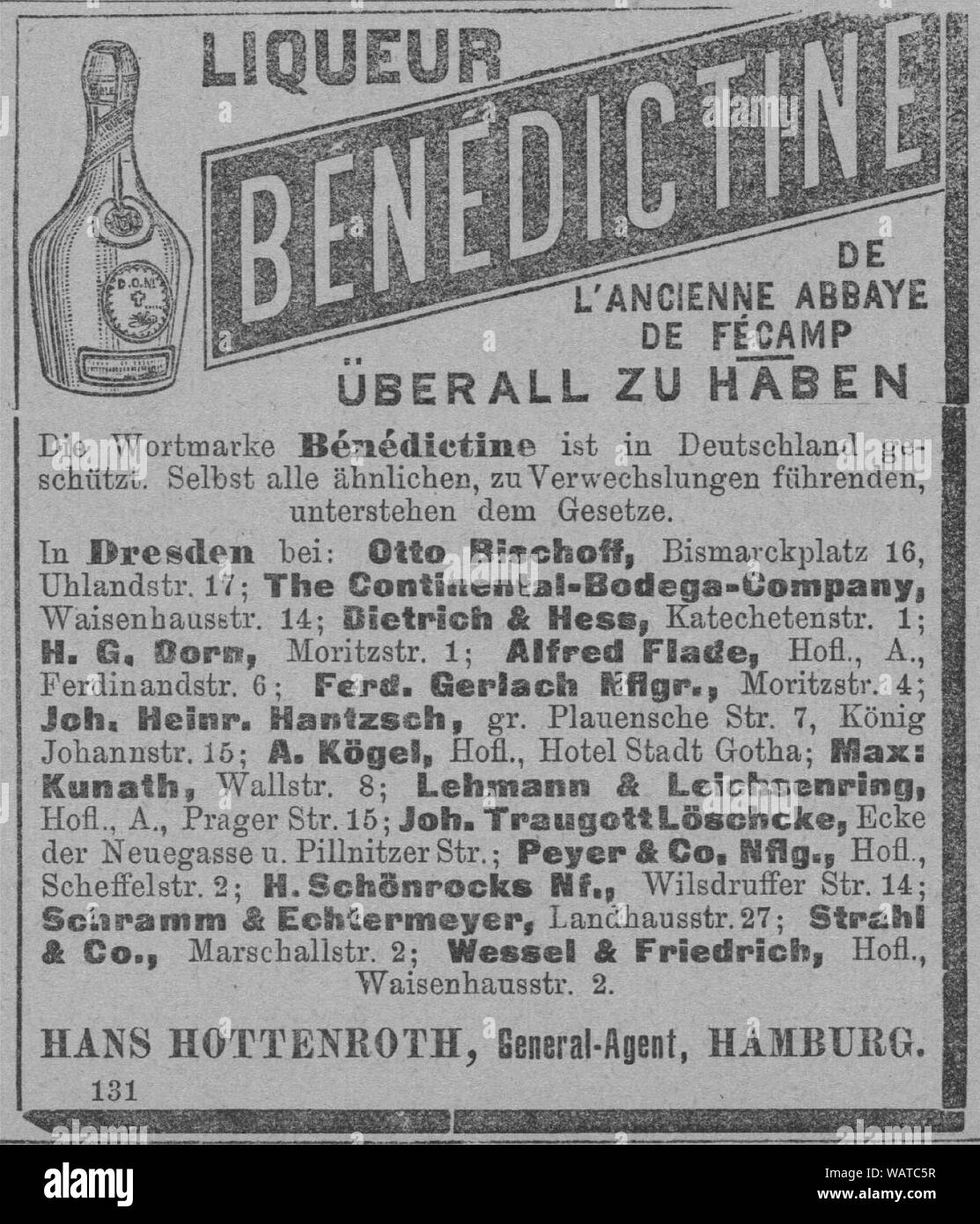 Dresdner Amtsblatt 1906 004 Likör. Stockfoto